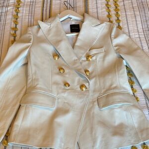 Tagliatore white lambs Leather Jacket with Gold Buttons